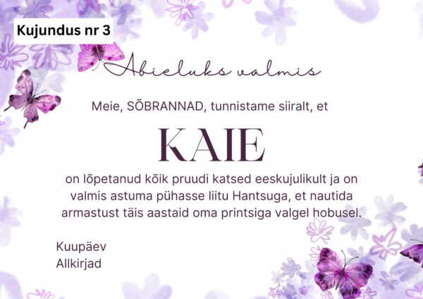 Tüdrukuteõhtu tunnistus