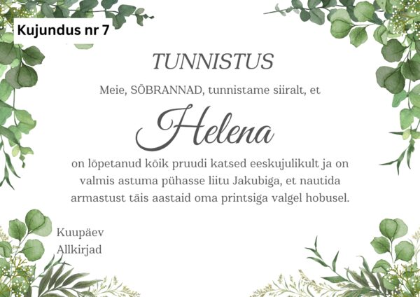 Tüdrukuteõhtu tunnistus