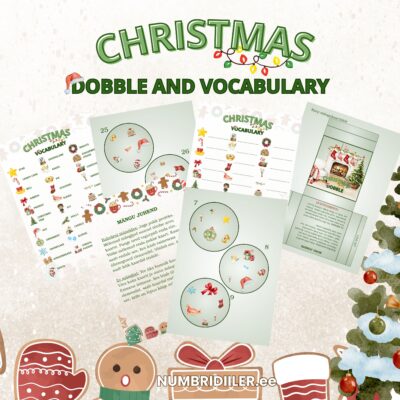 Jõulude dobble mäng, jõulude sõnavara inglise keeles